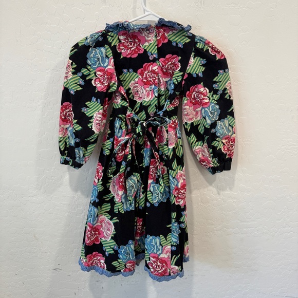 Vintage Mousefeathers Dress Girls 6 Floral Lace Trim Peasant Bohemian Pageant - Picture 8 of 10